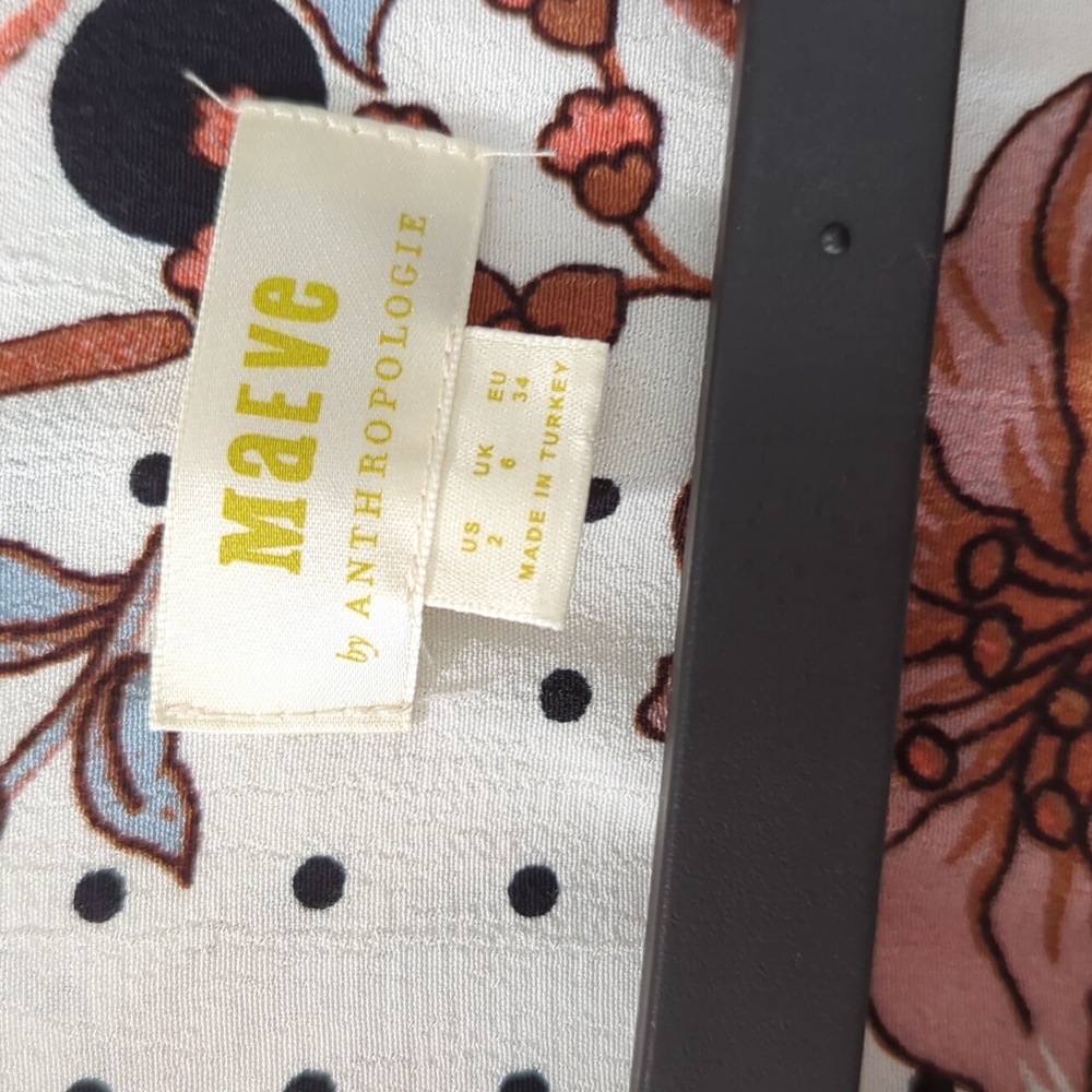 Anthropologie Maeve Polka Dot Floral Faux Wrap Dress - Picture 3 of 6